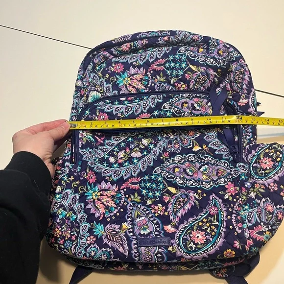 Vera Bradley French Paisley Campus Backpack quilted purple like new - Picture 11 of 12